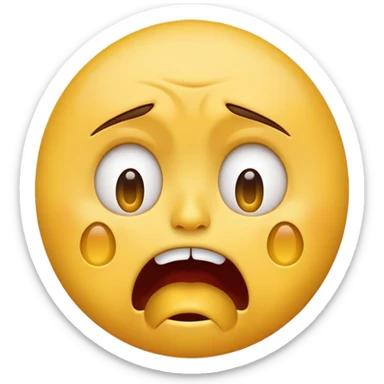 a standard, yellow face emoji that is crying, screaming, and angry  sticker
