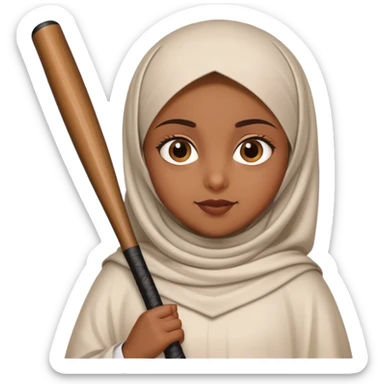 Brown Muslim girl with a bat sticker