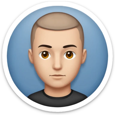 man with buzzcut sticker