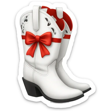 White Cowgirl boots with red bow sticker