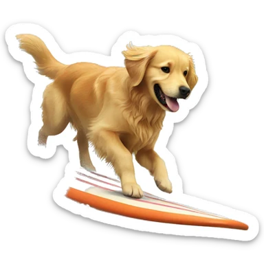 Golden retriever surfing  sticker