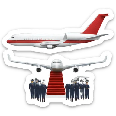 presidential airplane arrival with a red carpet sticker