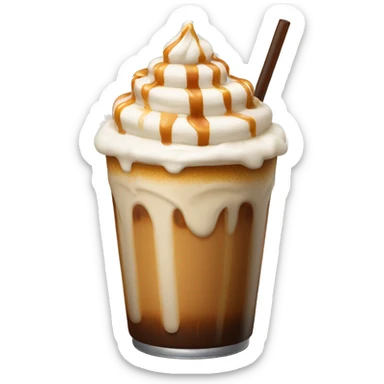 Caramel iced coffee with whipped cream and caramel drizzle sticker