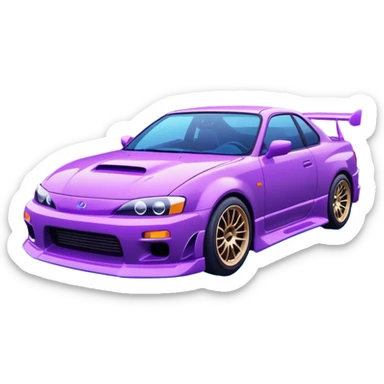 japanese purple wave phonk car drifting sticker