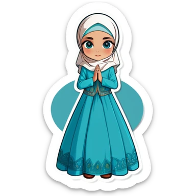 Turkish beautiful finish Konya girl blue eyes with hijab and turquoise stone dress sticker