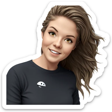 smiling girl with long hair sticker