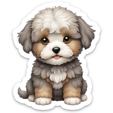 Grey  cute maltipoo puppy sticker