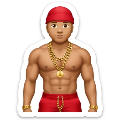 LL Cool J with shirtless with necklace, metallic red pants sticker