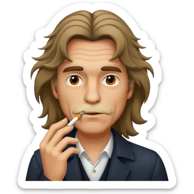 un hombre fumando con greñas  sticker