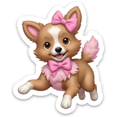 pink girly dog jumping in the air sticker