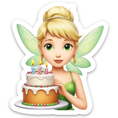 Tinkerbell with birthday cake sticker
