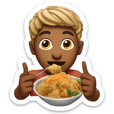 person eating biryani with fingers and hands sticker