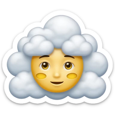 Face in clouds yellow circle and black eyes and remove a mouth and move in a cloud remove a mouth on face sticker