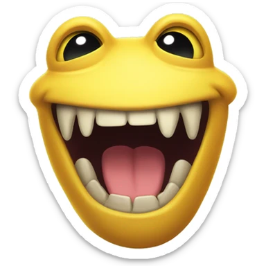 Grinning yellow creature with open mouth sticker