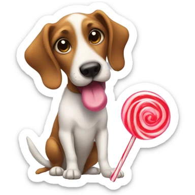 A dog eating lolipop sticker