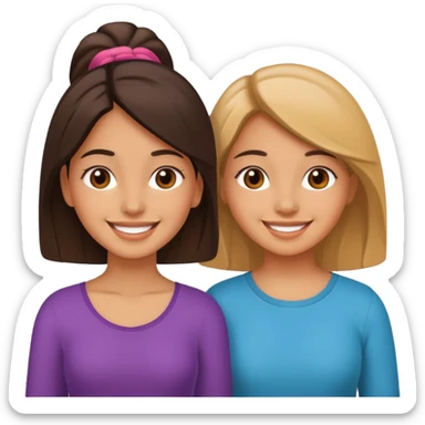 two hispanic best girl friends smiling sticker