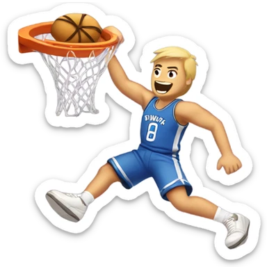 Caucasian Dunking a donut basketball sticker