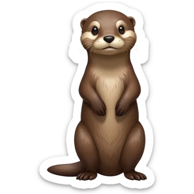 cinematic-noble [otter]-realistic-full-body-standing-emoji,-tail-tucked-close,-head-tilted-dramatically,-sleek-[brown]-fur,-simplified-yet-realistic-focused-features,-highly-detailed,-glowing-with-an-almost-sarcastic-glow  expressive eyes sticker