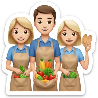 caucasian students bagging groceries sticker