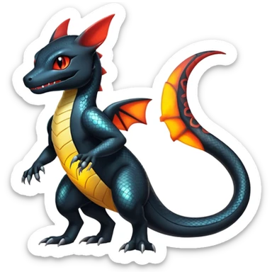 Shiny Salandit-Umbreon-Charmeleon-Fakémon-hybrid-creature (full body)  sticker