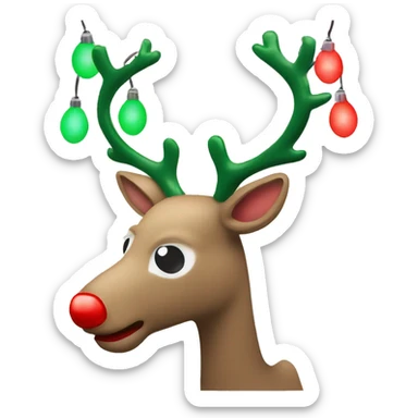 Reindeer with red, green, & white vintage Christmas lights  sticker