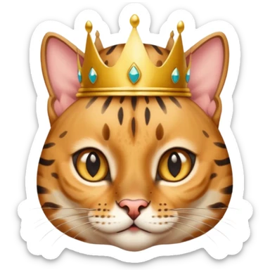 bengal cat with crown sticker