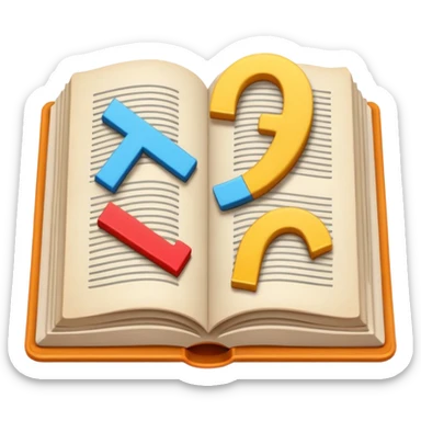 A minimalist emoji-style icon representing wordplay — symbolizing creativity with language. It features an open book or speech bubble merging with playful letters or word fragments, forming a clever visual pun. sticker