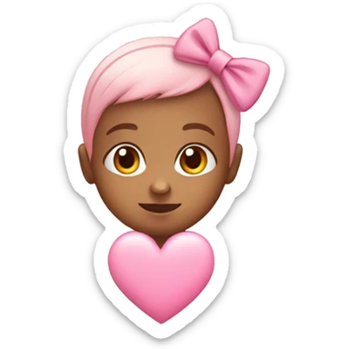 pink heart with a baby pink bow sticker
