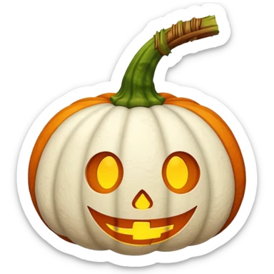 white fuzzy pumpkin with brown stem sticker