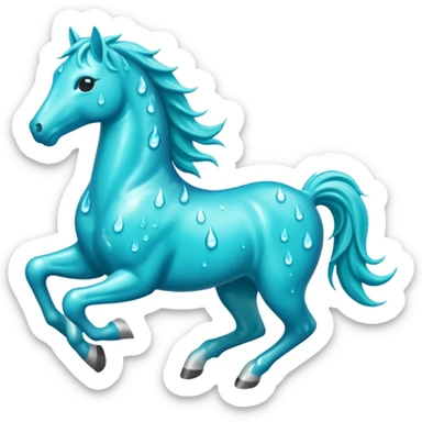 Water Horses run With drops The color is turquoise  sticker