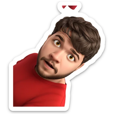 curious male in red shirt sticker