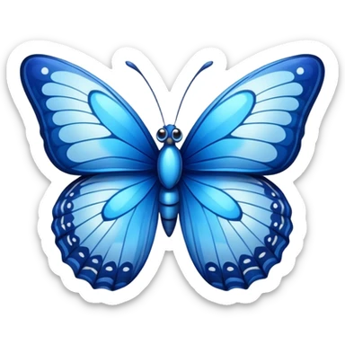 Cinematic Realistic Comical Blue Butterfly Portrait Emoji, Head tilted dramatically with an exaggeratedly amused expression, featuring striking, vividly detailed sapphire wings with playful, intricate patterns and wide, expressive eyes brimming with humorous disbelief, rendered with lifelike clarity and vibrant natural hues, high shine, dramatic yet playful, styled with an air of cheeky floral mischief, soft glowing outline, capturing the essence of a spirited and over‐the‐top blue butterfly that looks ready to flutter its way into viral fame! sticker
