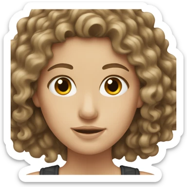 White girl with brunette long curly hair sticker
