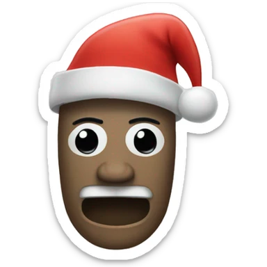 A moai emoji with a Santa hat sticker