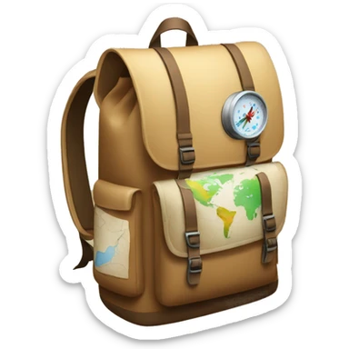 backpack with maps and compass sticker