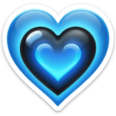 Black heart with blue flars sticker
