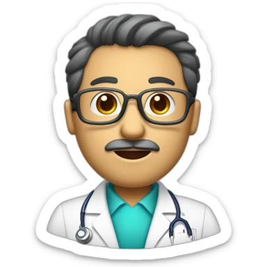 Hombre médico muy delgado con gafas transparentes y pelo canoso con un estetoscopio en el cuello sticker