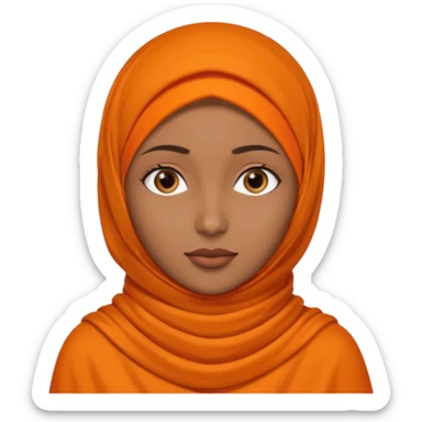 brown skin woman with orange hijab head and neck only sticker