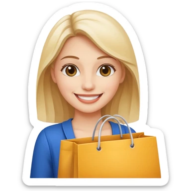 A beautiful, fair-skinned woman is holding a shopping bag. sticker