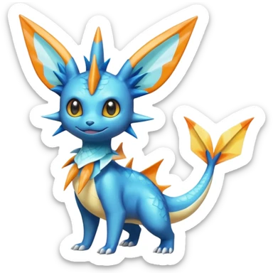 Colorful Shiny Exotic Victini-Salandit-Vaporeon-Fakémon-hybrid-creature (full body)  sticker
