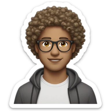 Light skin guy with 59 5-C skin color, curly hair, taper fade haircut and Oakley glasses and AirPods pro sticker