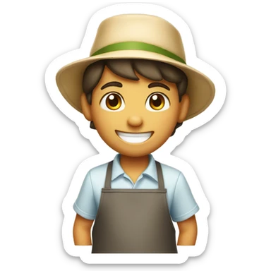 smiling boy in apron hat sticker