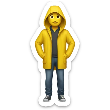 yellow raincoat without hood sticker