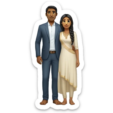 Indian couple tall guy short girl sticker