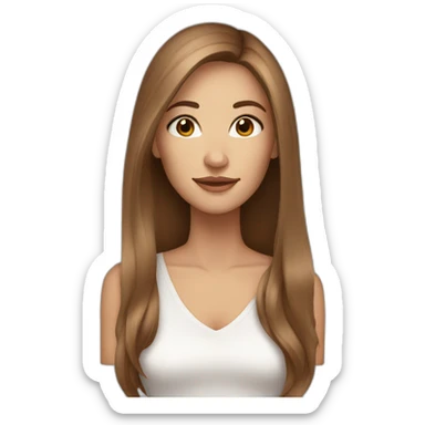 beautiful woman, straight long light brown hair, brown eyes sticker