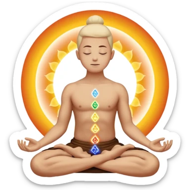 A meditating human figure with glowing chakras. sticker