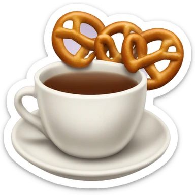 Tea in mug and pretzels sticker