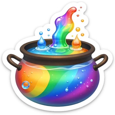 rainbow potion in a cauldron sticker