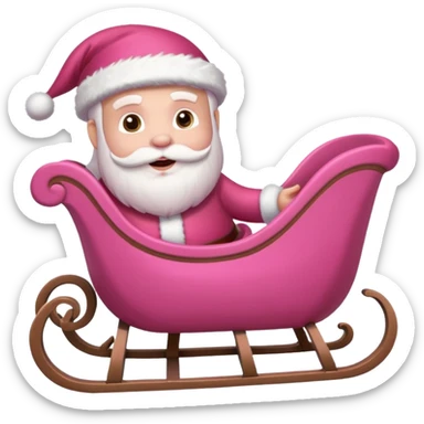 Pink sleigh with a pink santa inside, text on top of it that says "sleigh"  sticker