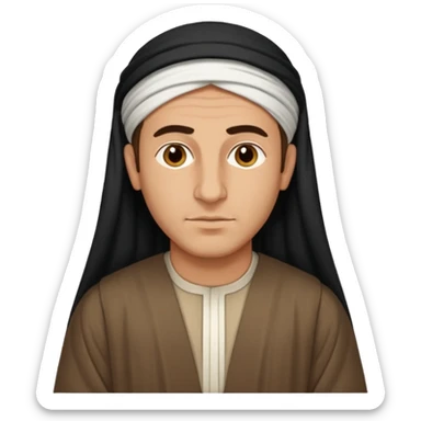 Portrait of a male Iraqi civilian with a neutral expression 1980 sticker